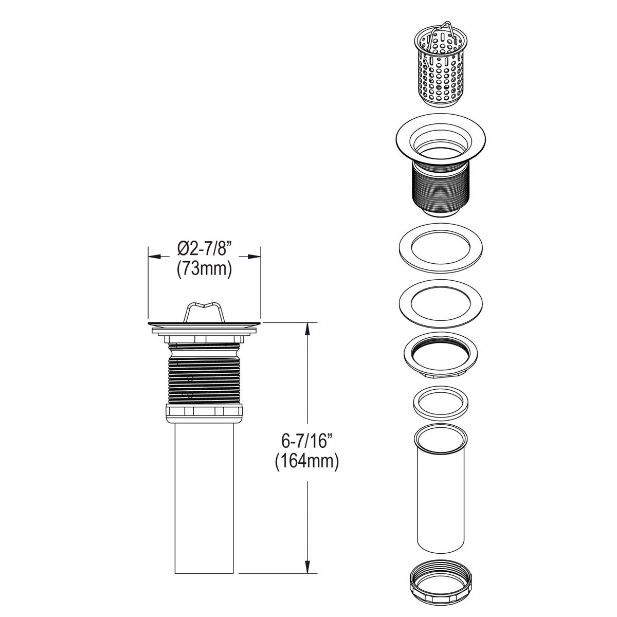 Elkay 2-Inch Nickel-Plated Brass Kitchen Sink Drain Fitting with Deep Strainer Basket for Efficient Drainage