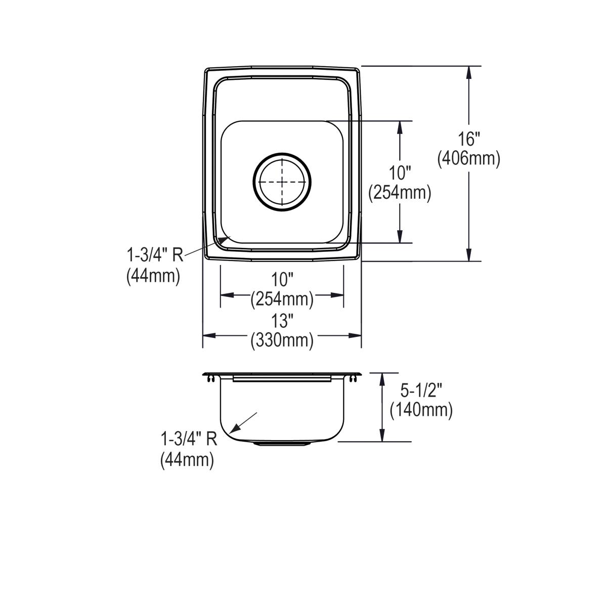 Elkay Lustertone Classic 13 x 16 x 5-1/2 Single Bowl Drop-in ADA Sink with Quick-clip for Durable Elegance