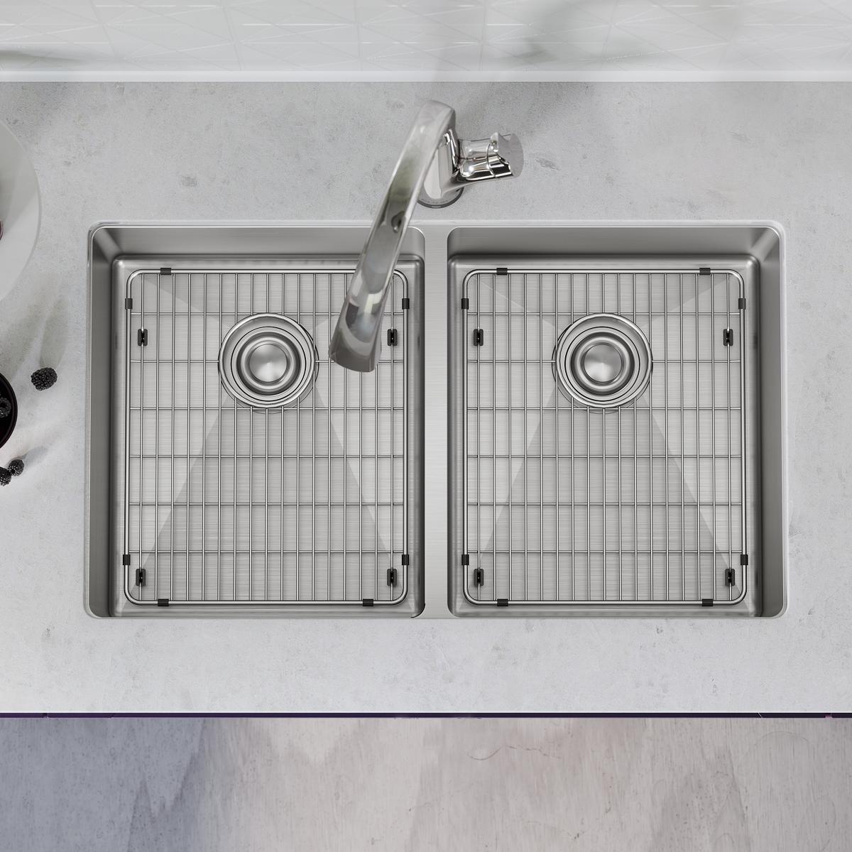 Elkay Crosstown 18-Gauge Undermount Double Bowl Sink Kit with Filtered Faucet