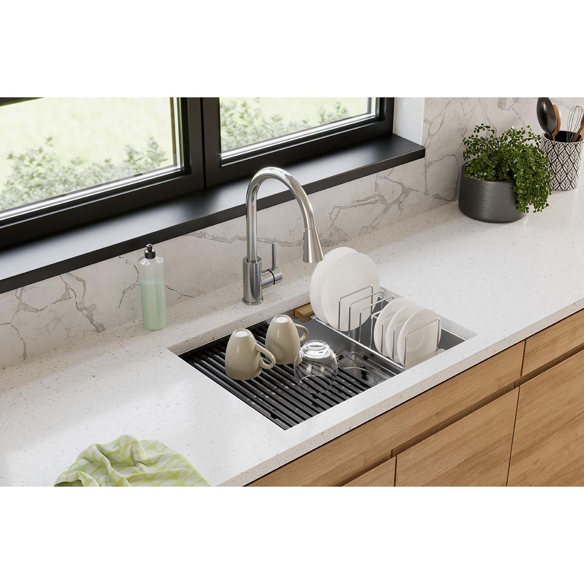Elkay Crosstown Single Bowl Undermount Kitchen Sink Kit - 18 Gauge Stainless Steel Workstation with 25-1/2 x 18-1/2 x 9 Dimensions