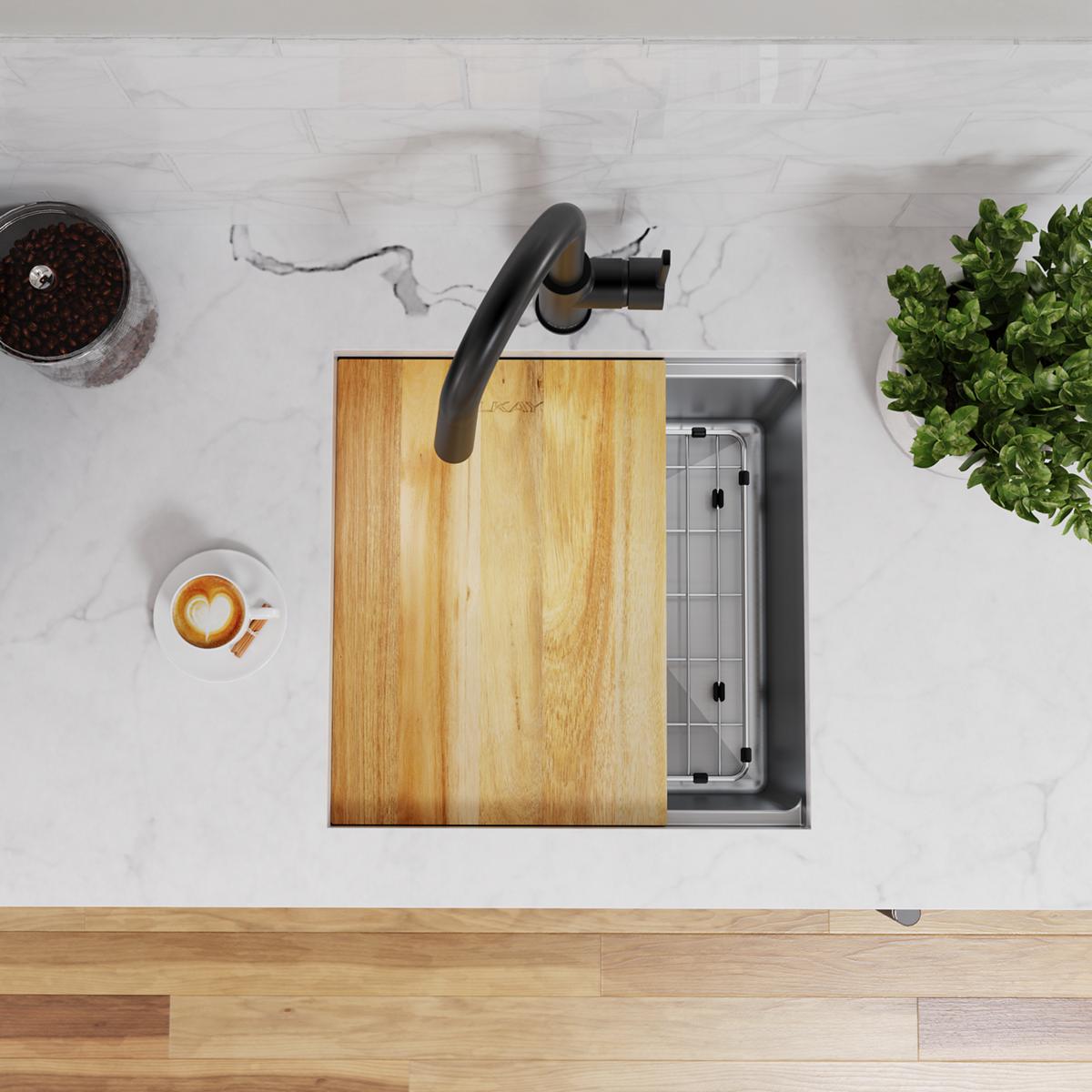 Elkay Crosstown Single Bowl Undermount Sink Kit - 16 Gauge Workstation, 18.5 x 18.5 x 8.75 Inches, Ideal for Modern Kitchens
