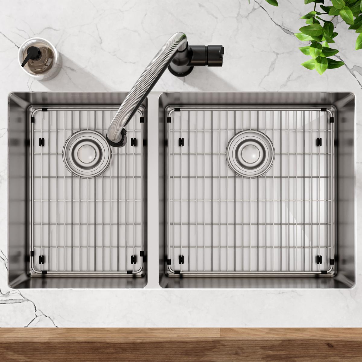 Elkay Crosstown 18-Gauge 31.5x18.5x9 40/60 Double Bowl Undermount Sink Set with Accessories