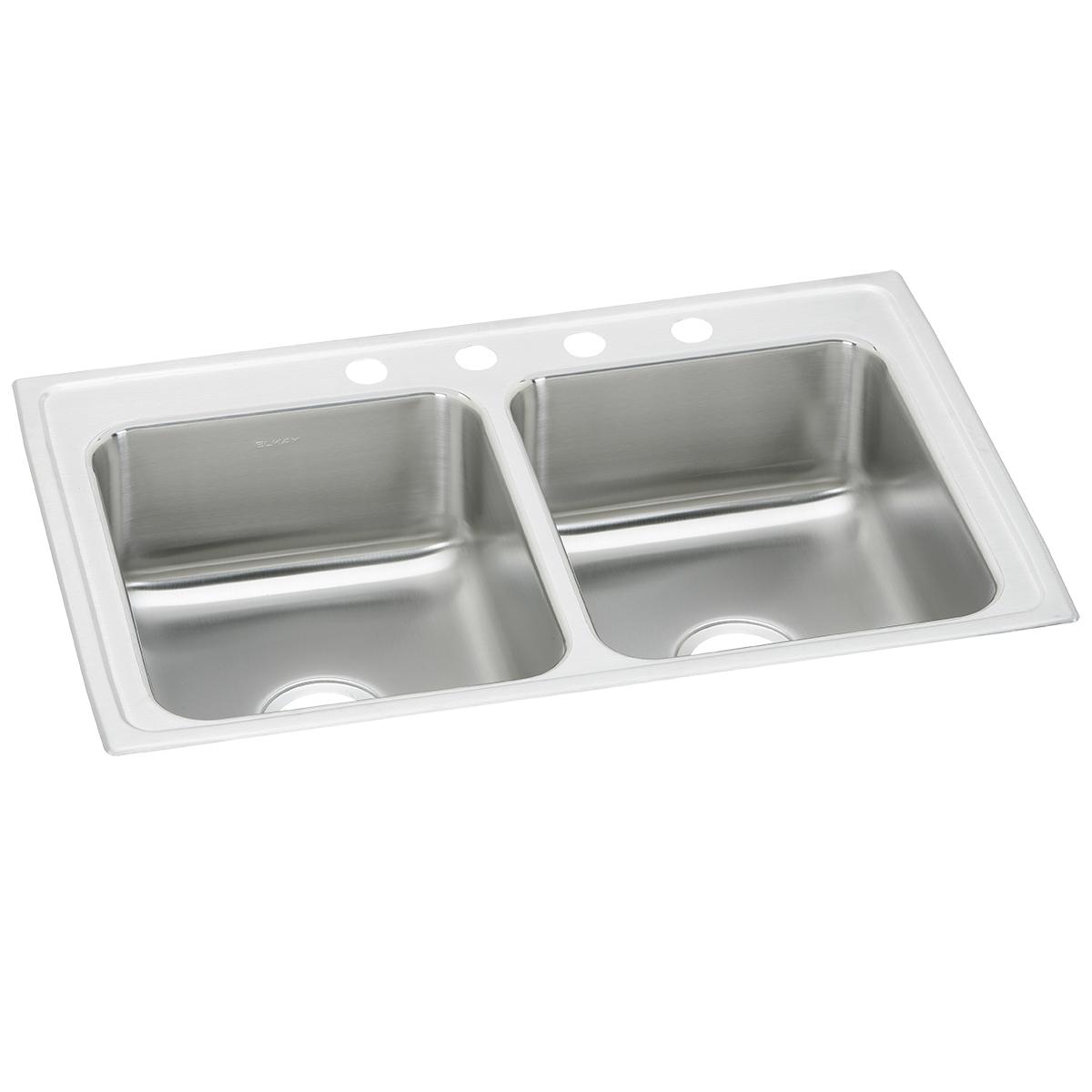 Elkay Celebrity 33x21-1/4x7-1/2 High - Quality Equal Double Bowl Drop - in Kitchen Sink
