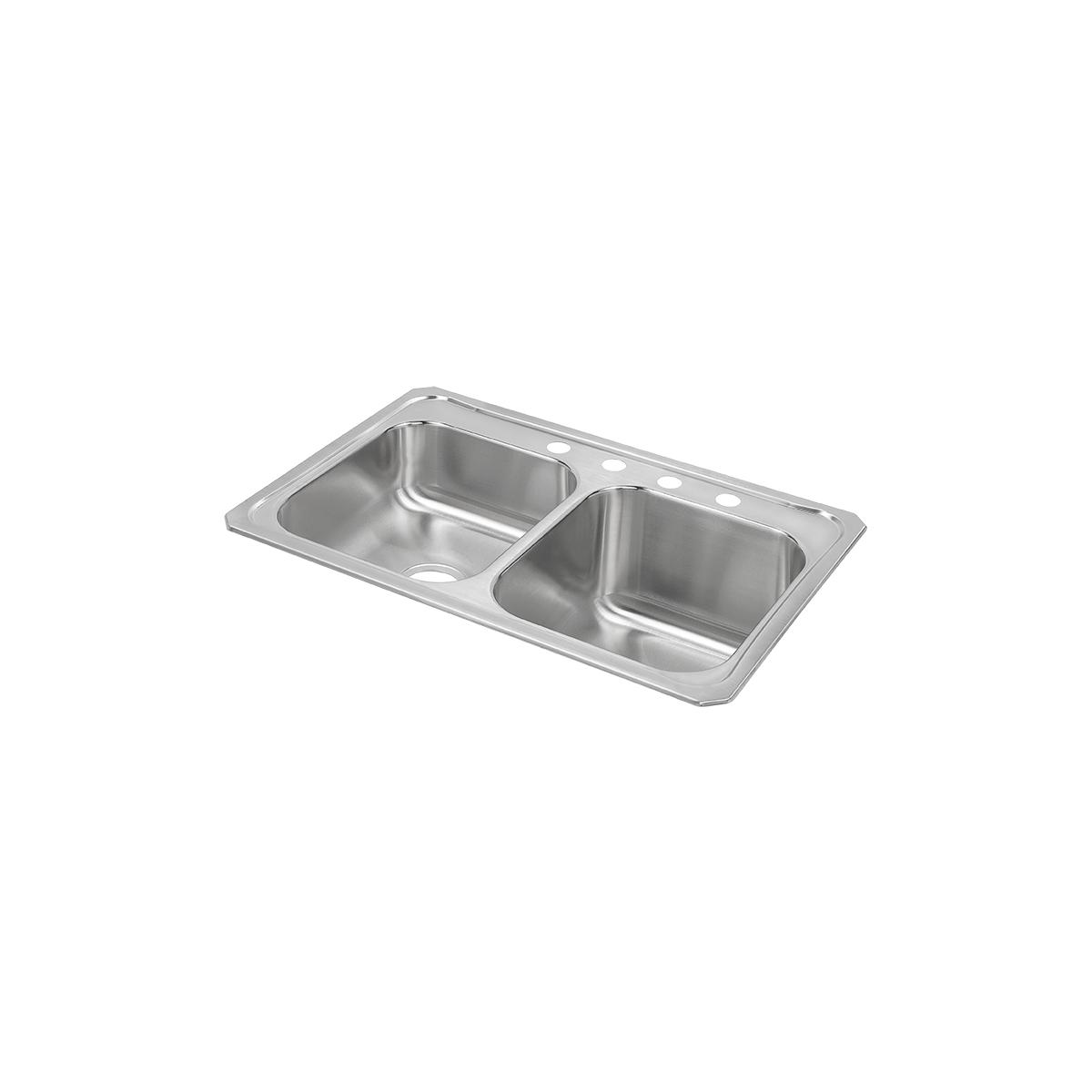 Elkay Celebrity 33-Inch by 22-Inch by 10-1/4-Inch Equal Double Bowl Drop-in Kitchen Sink with a Smaller Left Bowl