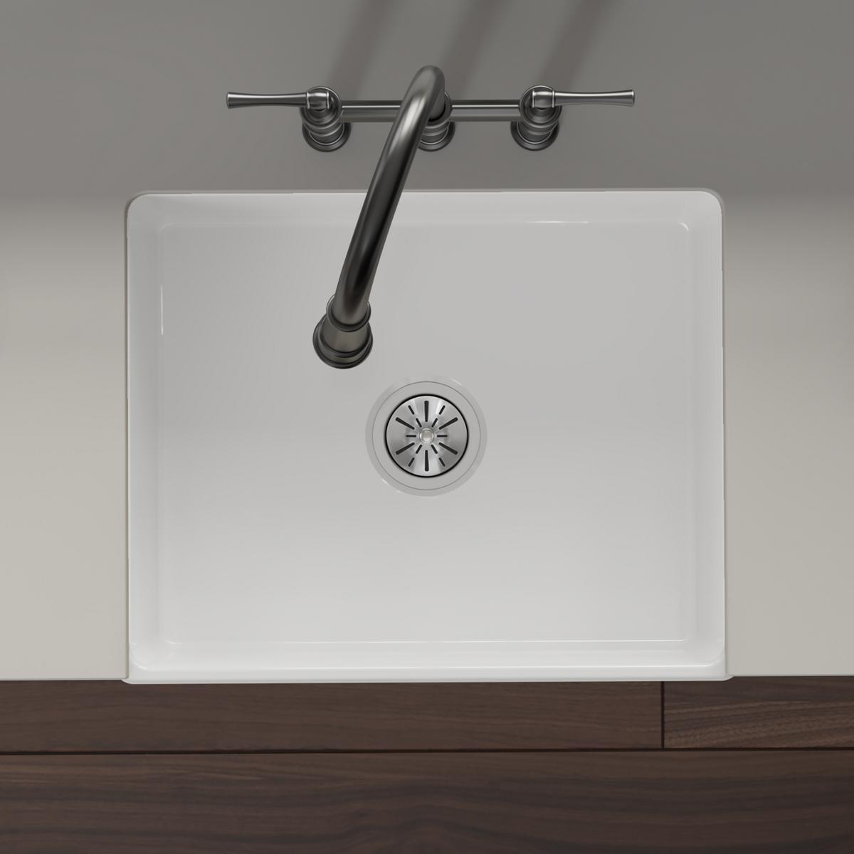 Elkay High - Quality Fireclay Single - Bowl Farmhouse Kitchen Sink, Dimensions: 24 - 7/16 x 19 - 11/16 x 9 - 1/8 Inches