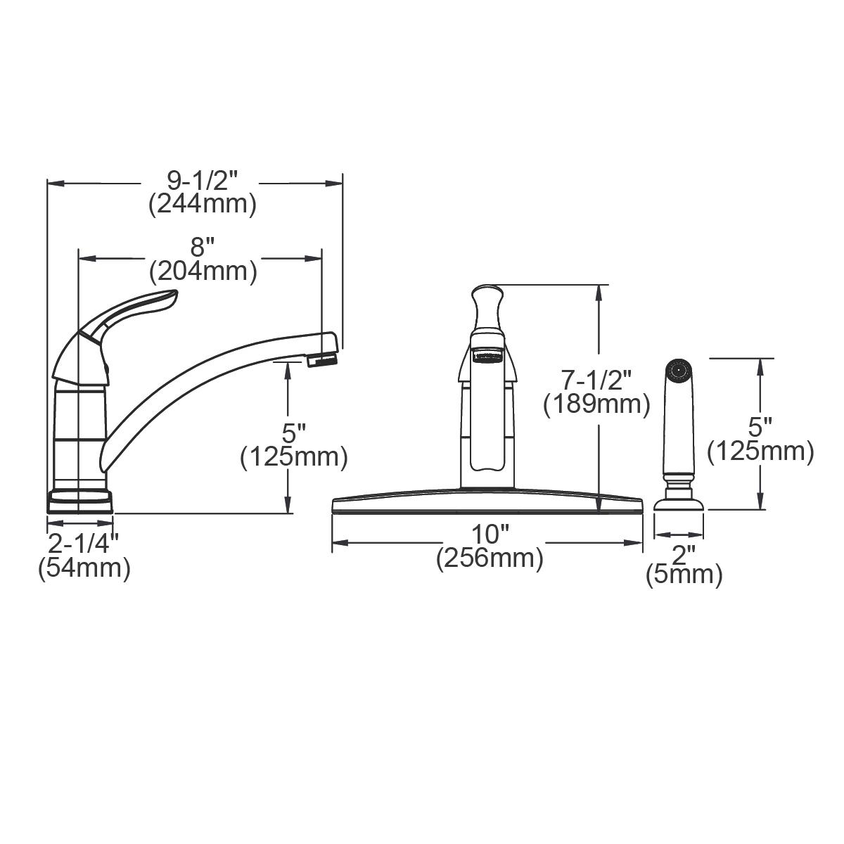 Elkay Everyday Four-Hole Deck-Mount Kitchen Faucet with Lever Handle, Side Spray & Deck Plate