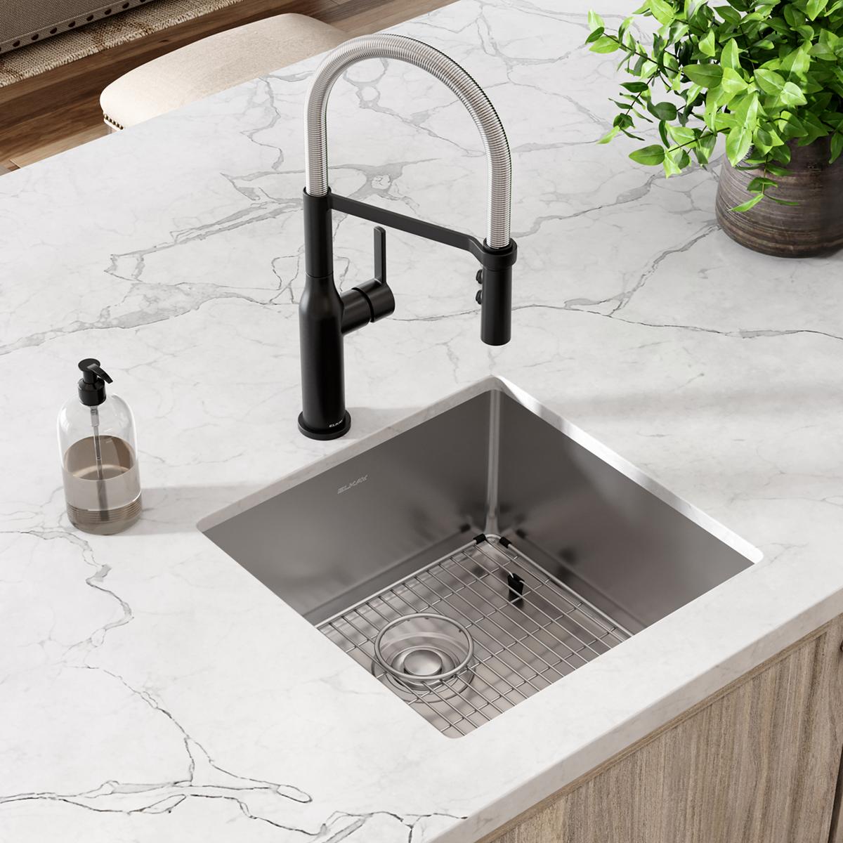Elkay Crosstown 18 Gauge Stainless Steel Single Bowl Undermount Kitchen Sink Kit with Dimensions of 18-1/2 x 18-1/2 x 9 Inches