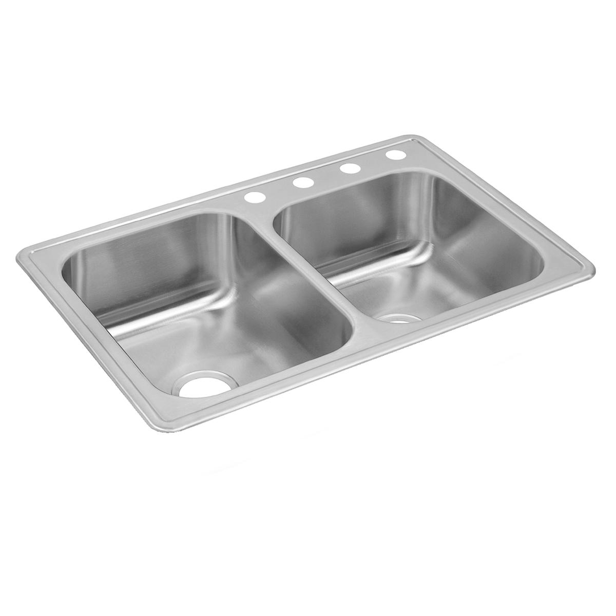 Elkay Dayton Double Bowl Drop - in Kitchen Sink with 33 x 22 x 8 - 3/16 Dimensions and S2 - Hole Offset Design