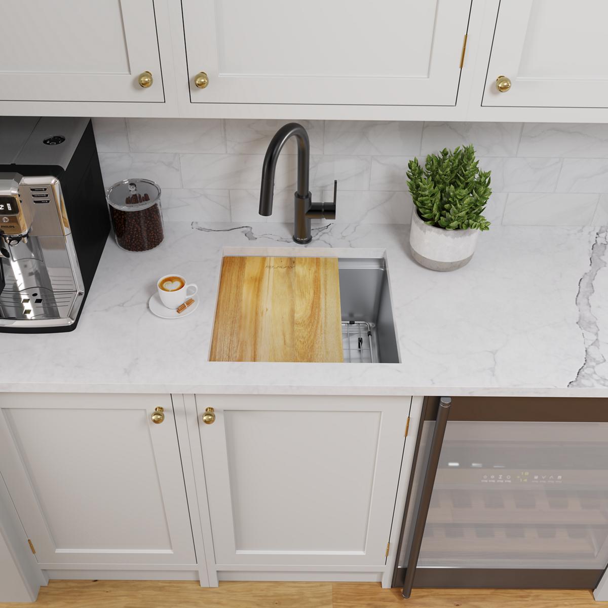 Elkay Crosstown Single Bowl Undermount Sink Kit - 16 Gauge Workstation, 18.5 x 18.5 x 8.75 Inches, Ideal for Modern Kitchens