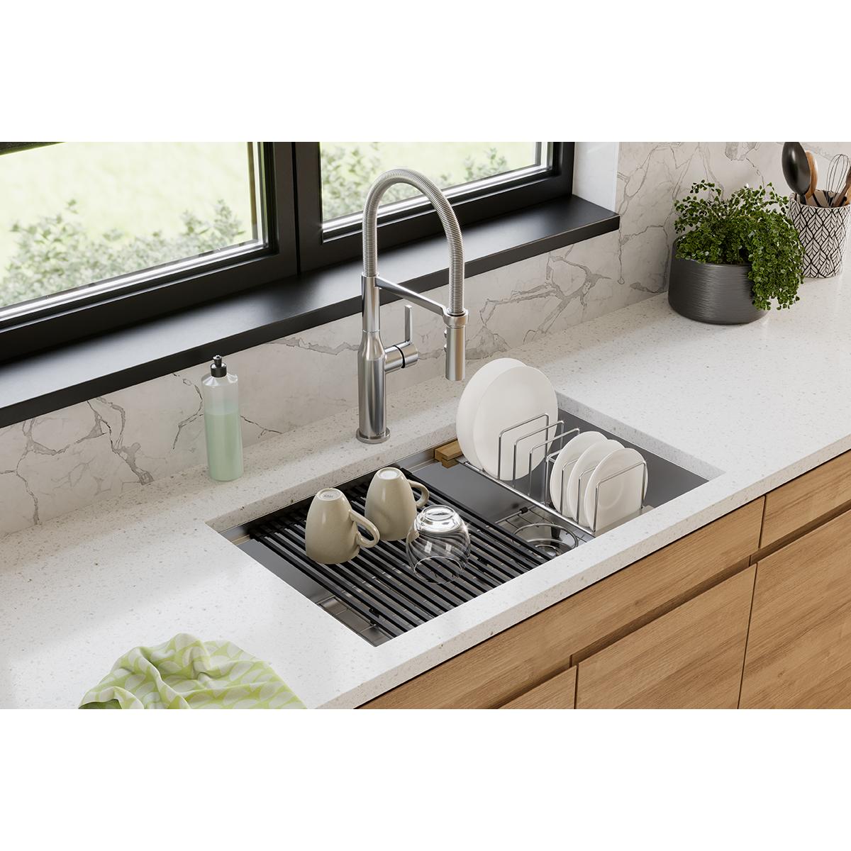 Elkay Crosstown Premium 18 Gauge Stainless Steel Single Bowl Undermount Workstation Sink Kit with Custom Accessories, Dimensions 31-1/2 x 18-1/2 x 9