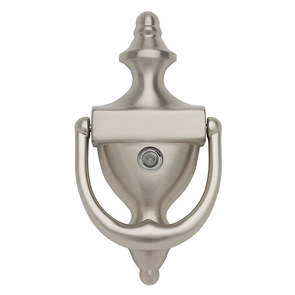 Baldwin Colonial-Style Solid Brass Door Knocker with Built-in Observascope