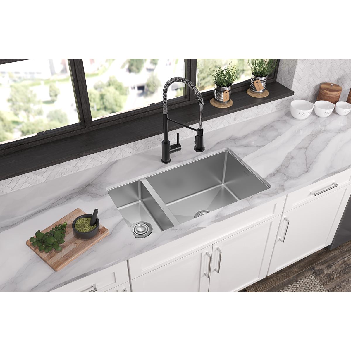 Elkay Crosstown 16 Gauge 32-1/4 x 18-1/4 x 10 Double Bowl Undermount Kitchen Sink with Premium Features