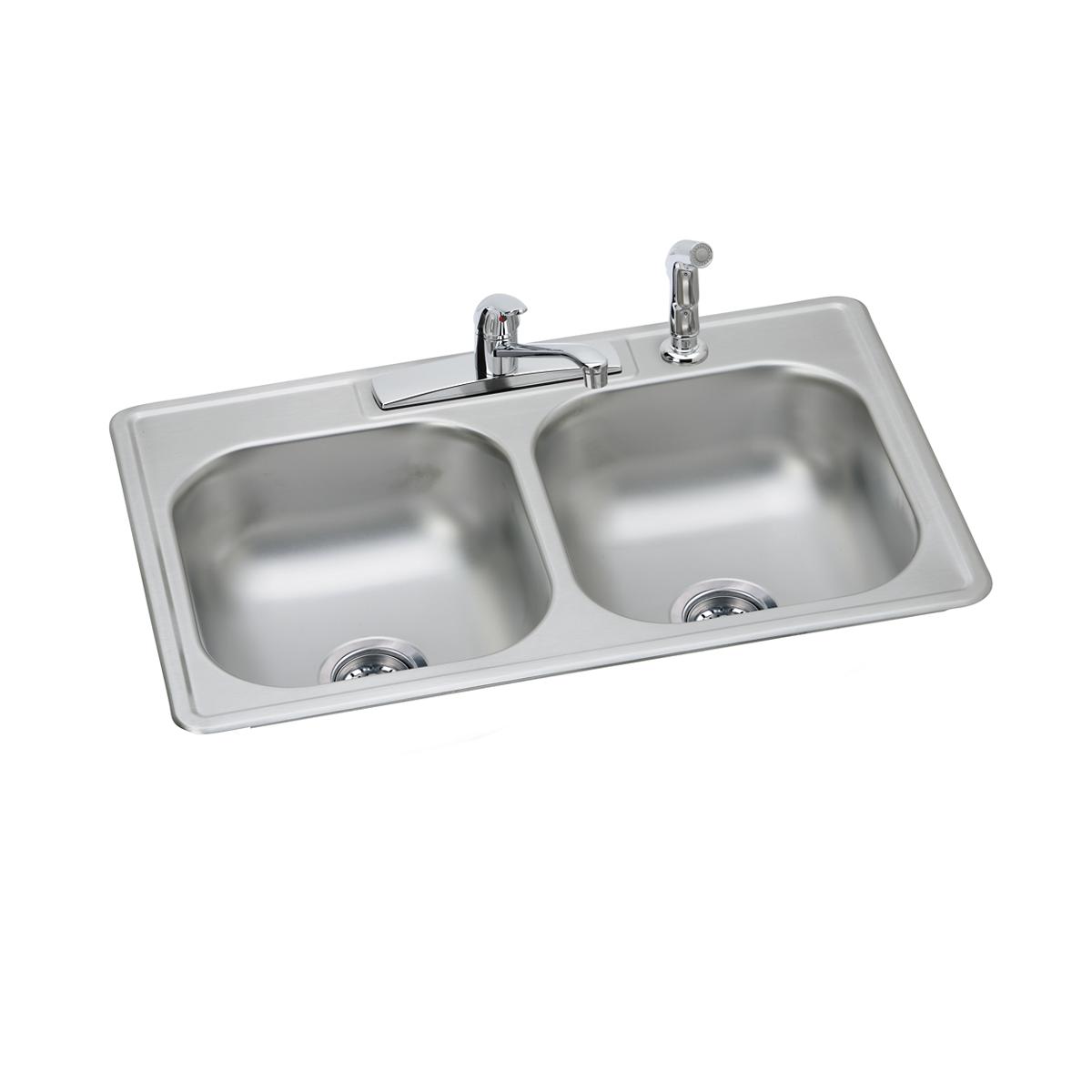 Elkay Dayton 33 x 22 x 7-1/16 Equal Double Bowl Drop-in Sink: Durable & Functional