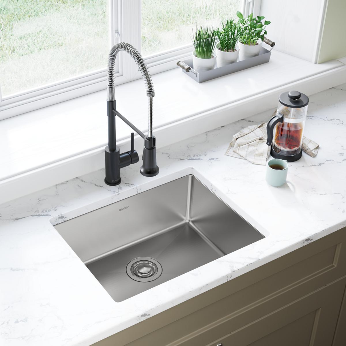 Elkay Crosstown Single Bowl Undermount Kitchen Sink - 16 Gauge Stainless Steel, 23-1/2 x 18-1/4 x 8 Dimensions