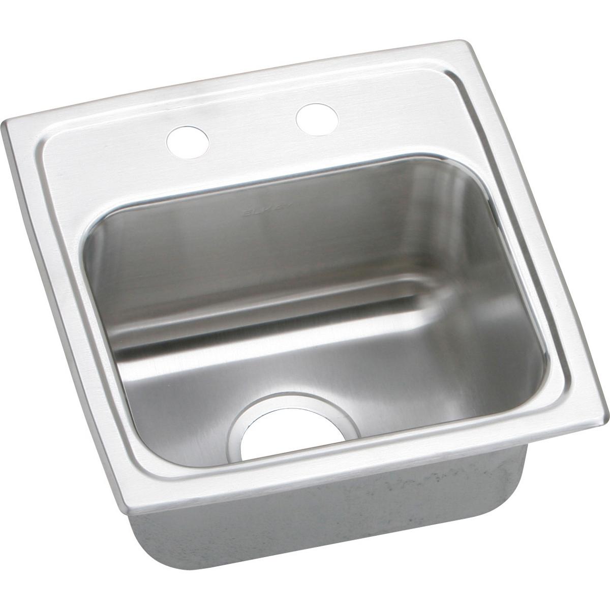 Elkay Lustertone Classic 15x15x7-1/8 Single Bowl Drop-in Bar Sink with Quick-clip, 3-1/2 Drain & Quiet Design