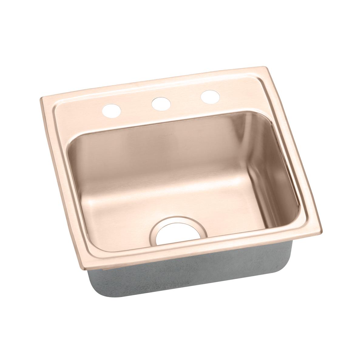 Elkay CuVerro Antimicrobial Copper Single Bowl Drop - in Kitchen Sink with Dimensions 19 - 1/2 Inches by 19 Inches by 7 - 1/2 Inches