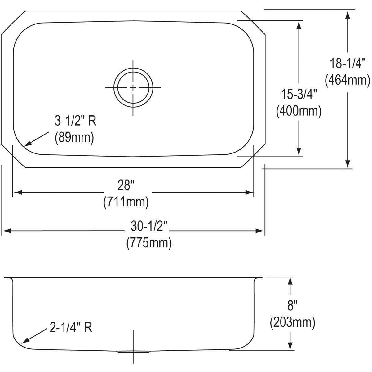 Elkay Dayton 30-1/2 x 18-1/4 x 8 Premium Single Bowl Undermount Stainless Steel Sink