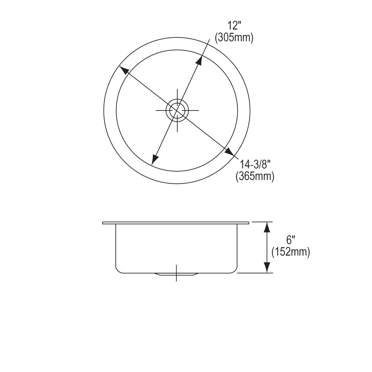 Elkay Lustertone Classic 14-3/8 x 14-3/8 x 6 Single Bowl Undermount Stainless Steel Sink Kit