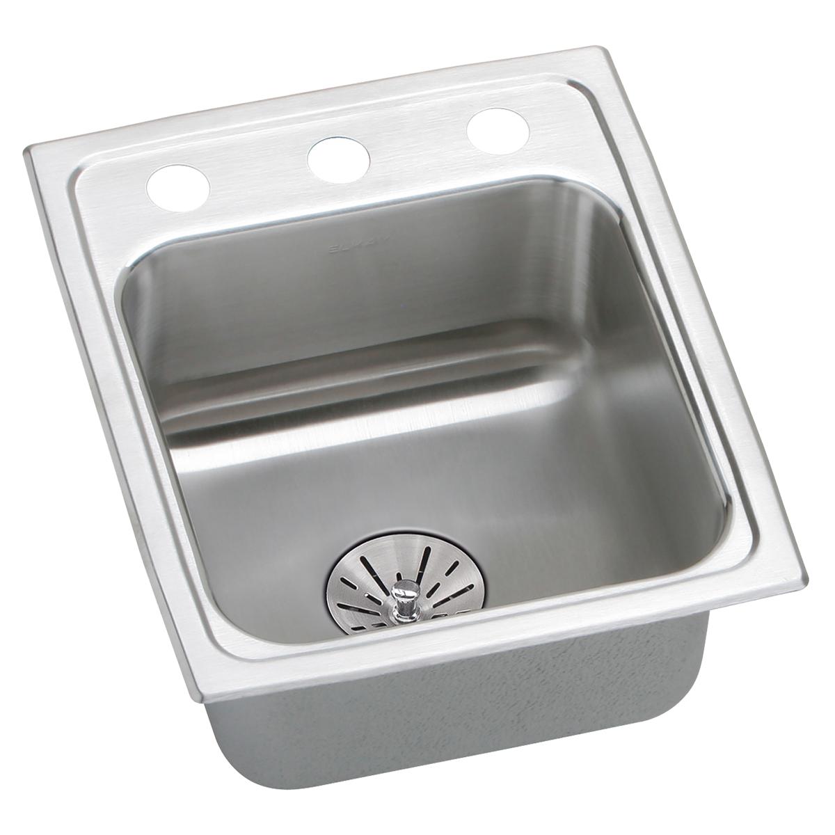 Elkay Lustertone Classic Single Bowl Drop - in ADA - Compliant Kitchen Sink with Ideal Drain and Swift - clip Installation System, Measuring 15 Inches by 17.5 Inches by 6.5 Inches