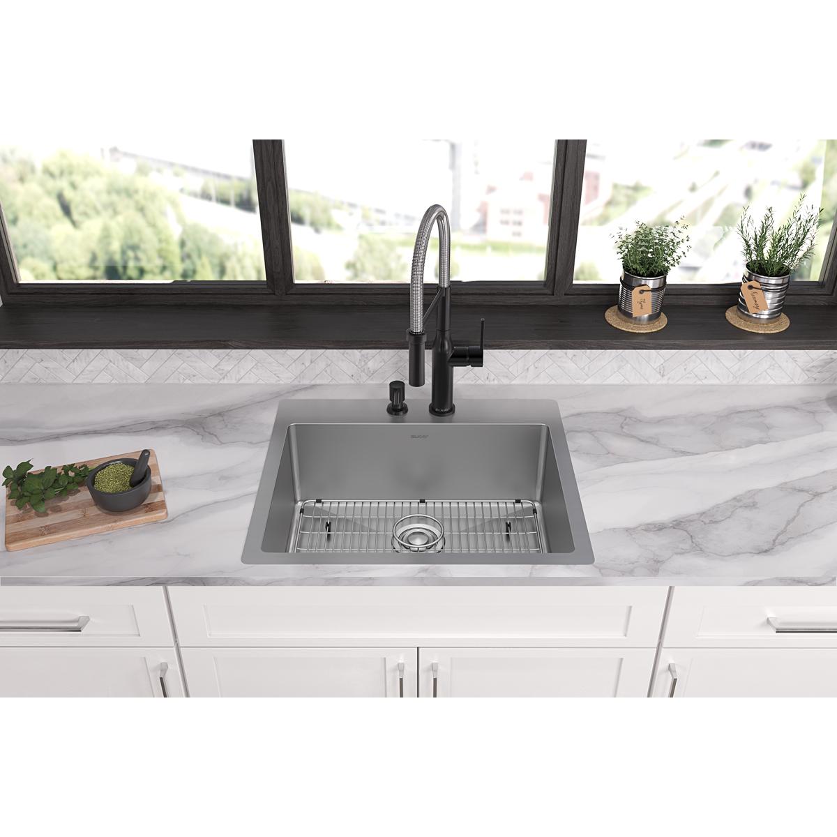 Elkay Crosstown 18 Gauge 25x22x9 Single - Bowl Dual - Mount Stainless Steel Sink Kit