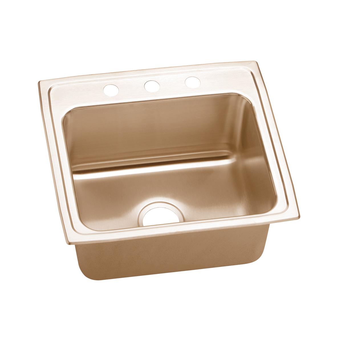 Elkay CuVerro Antimicrobial Copper Single Bowl Drop - in Kitchen Sink, Measuring 22 Inches by 19 - 1/2 Inches by 10 - 1/8 Inches