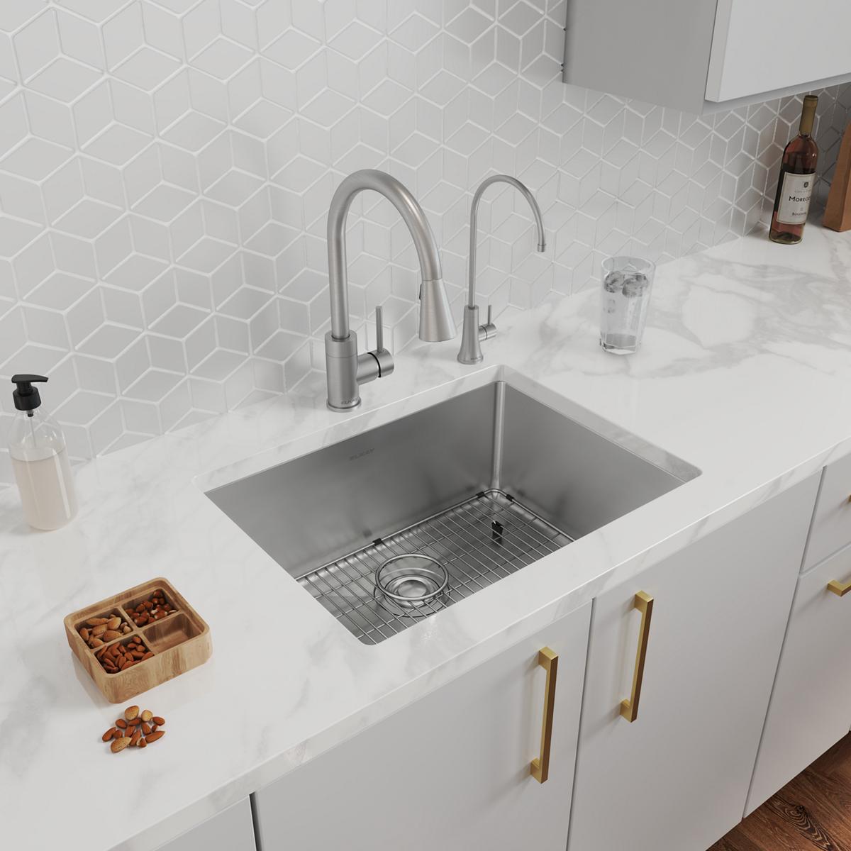 Elkay Crosstown 18-Gauge Single Bowl Dual-Mount Sink Kit with Filtered Beverage Faucet, 25x22x9