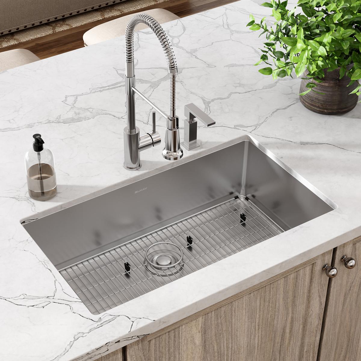 Elkay Crosstown Premium 18 Gauge Stainless Steel 33 x 22 x 9 Inch FR2-Hole Single Bowl Dual Mount Kitchen Sink Kit
