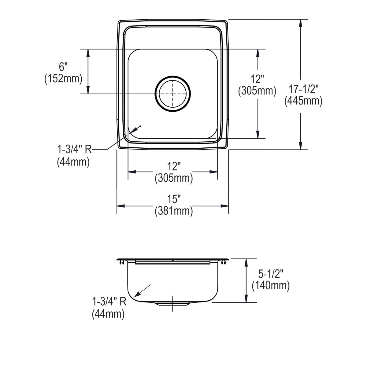 Elkay Lustertone Classic ADA-compliant 15 x 17-1/2 x 5-1/2 Single Bowl Drop-in Sink with MR2 Hole