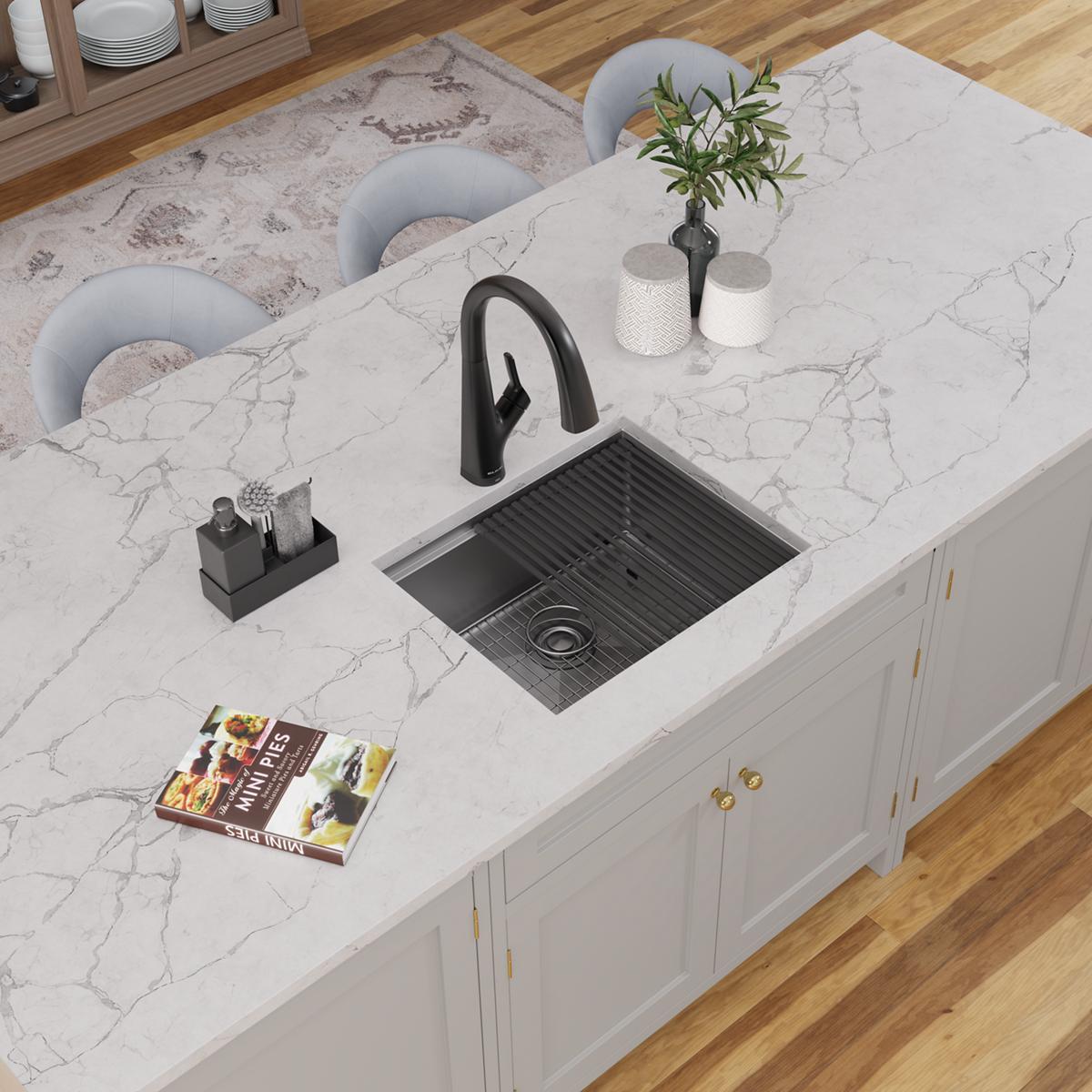 Elkay Crosstown High - Quality 18 Gauge Stainless Steel 22.5 x 18.5 x 9 Single Bowl Undermount Kitchen Sink Kit