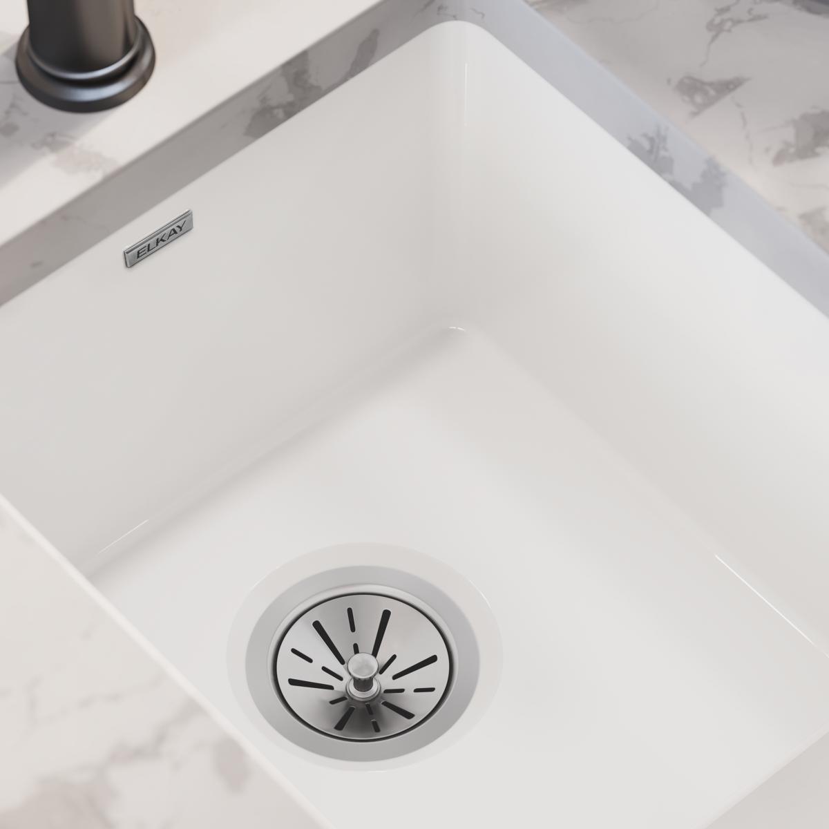 Elkay High - Quality Fireclay Single - Bowl Undermount Bar Sink with Dimensions of 16 - 7/16 x 18 - 15/16 x 9 - 1/16