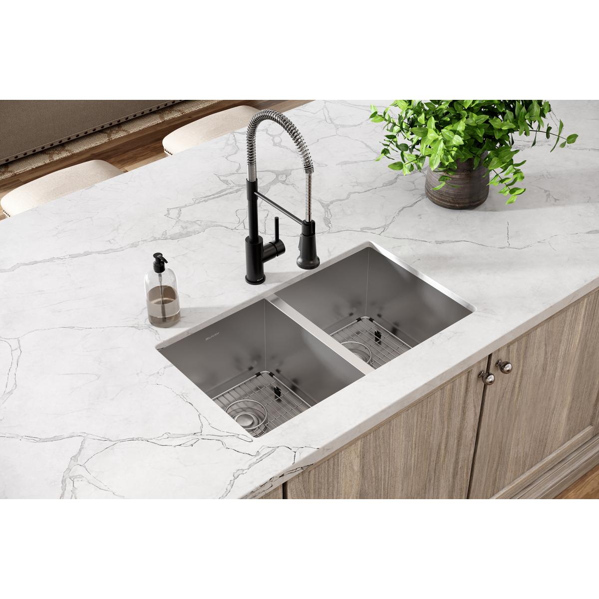 Elkay Crosstown High - Quality 16 Gauge Stainless Steel 30 - 3/4 x 18 - 1/2 x 10 Equal Double Bowl Undermount Kitchen Sink Kit