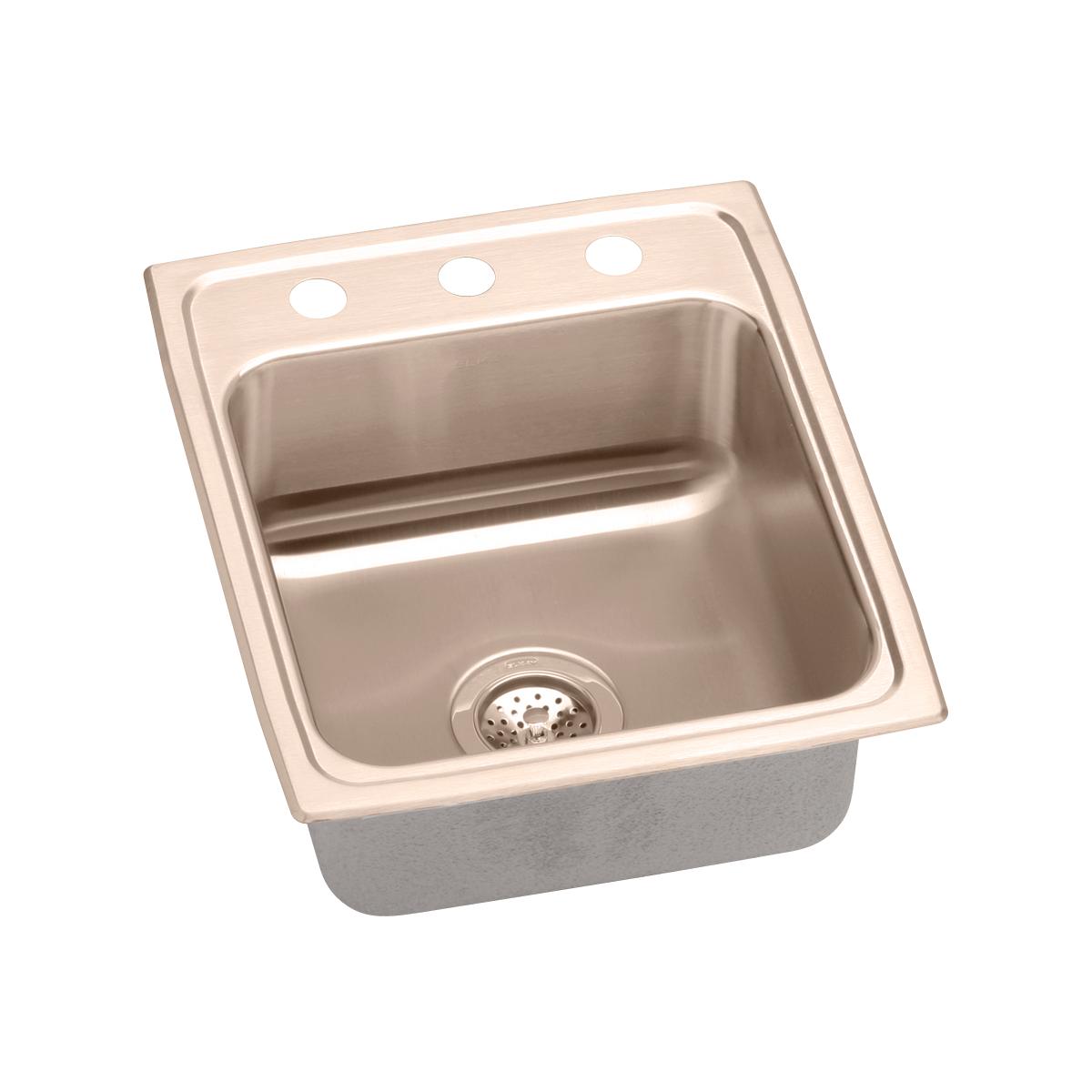 Elkay CuVerro Antimicrobial Copper Single Bowl Drop - in 15x22x5.5 ADA - compliant Sink