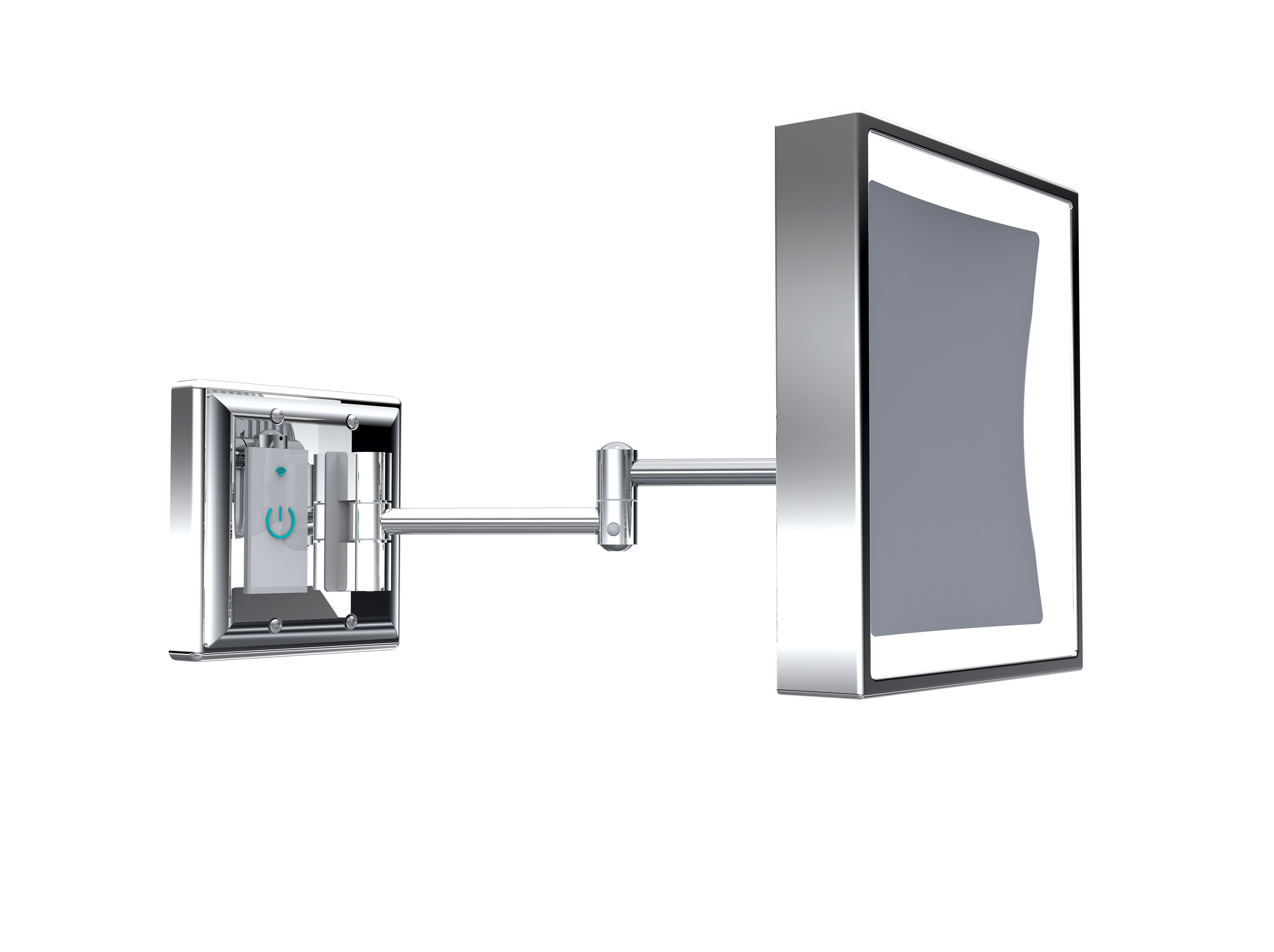 Baci By Remcraft Senior Rectangular LED Smart Makeup Mirror with Double Swing Arm and 5X Magnification