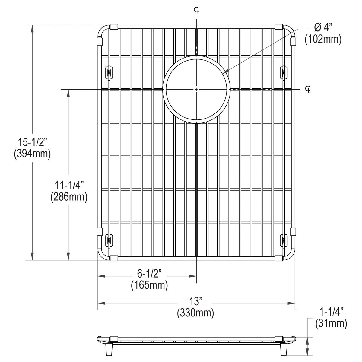 Elkay Crosstown Stainless Steel Bottom Grid for Kitchen Sinks, Measuring 13 x 15-1/2 x 1-1/4 Inches