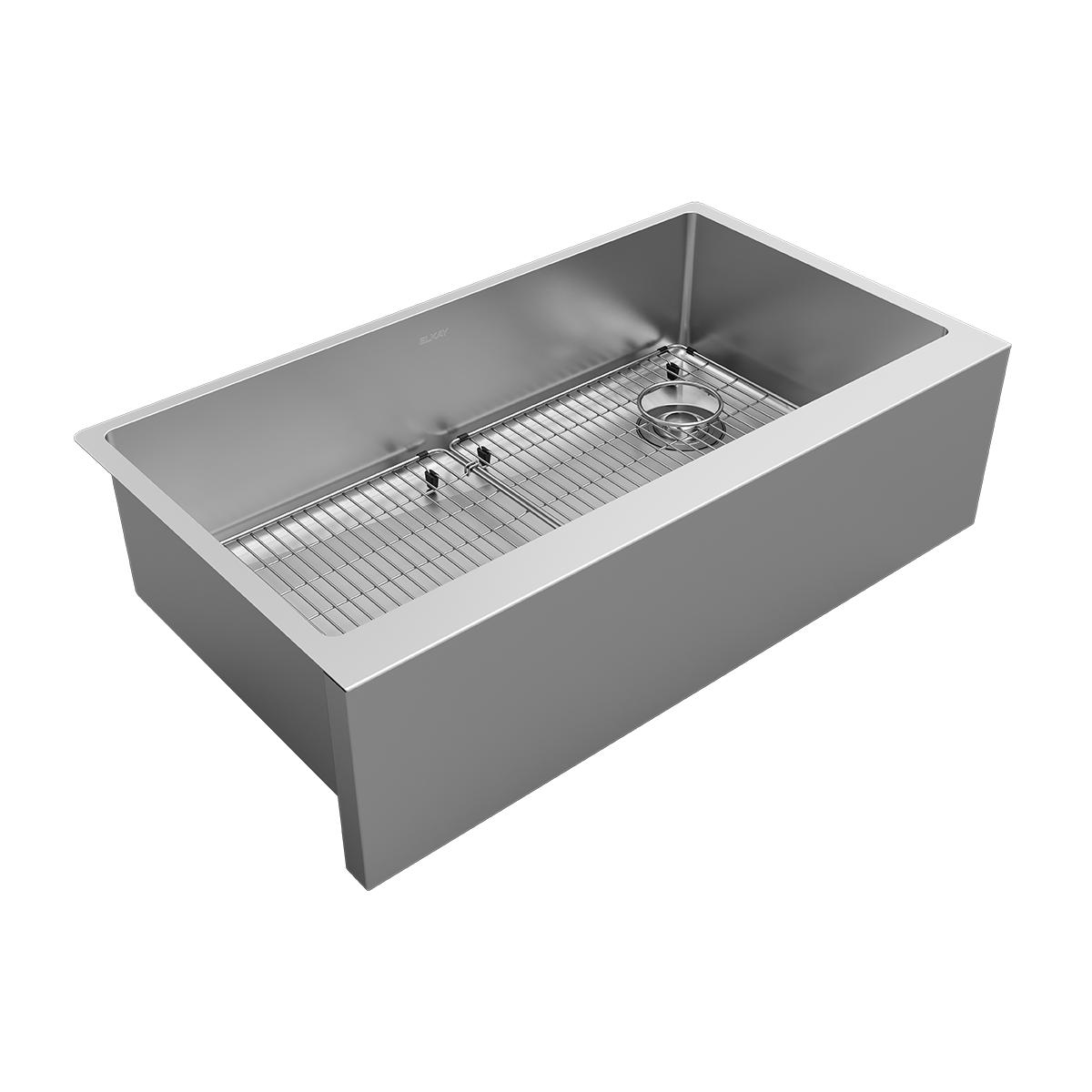Elkay Crosstown 16-Gauge Single Bowl Tall Farmhouse Sink Kit - 35-7/8 x 20-1/4 x 9