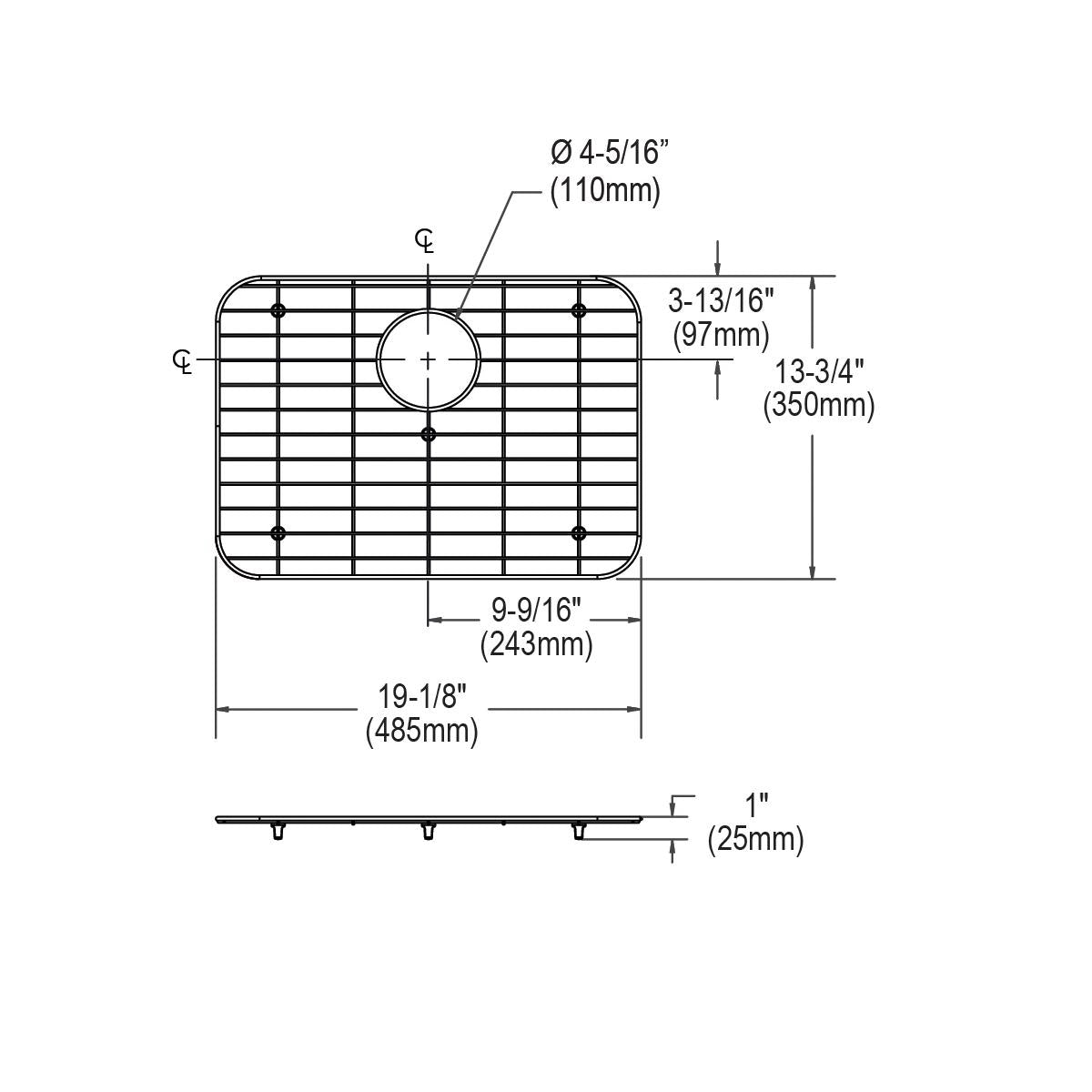 Elkay Dayton Premium 19-1/16 x 13-3/4 x 1 Solid Stainless Steel Bottom Grid for Kitchen Sinks