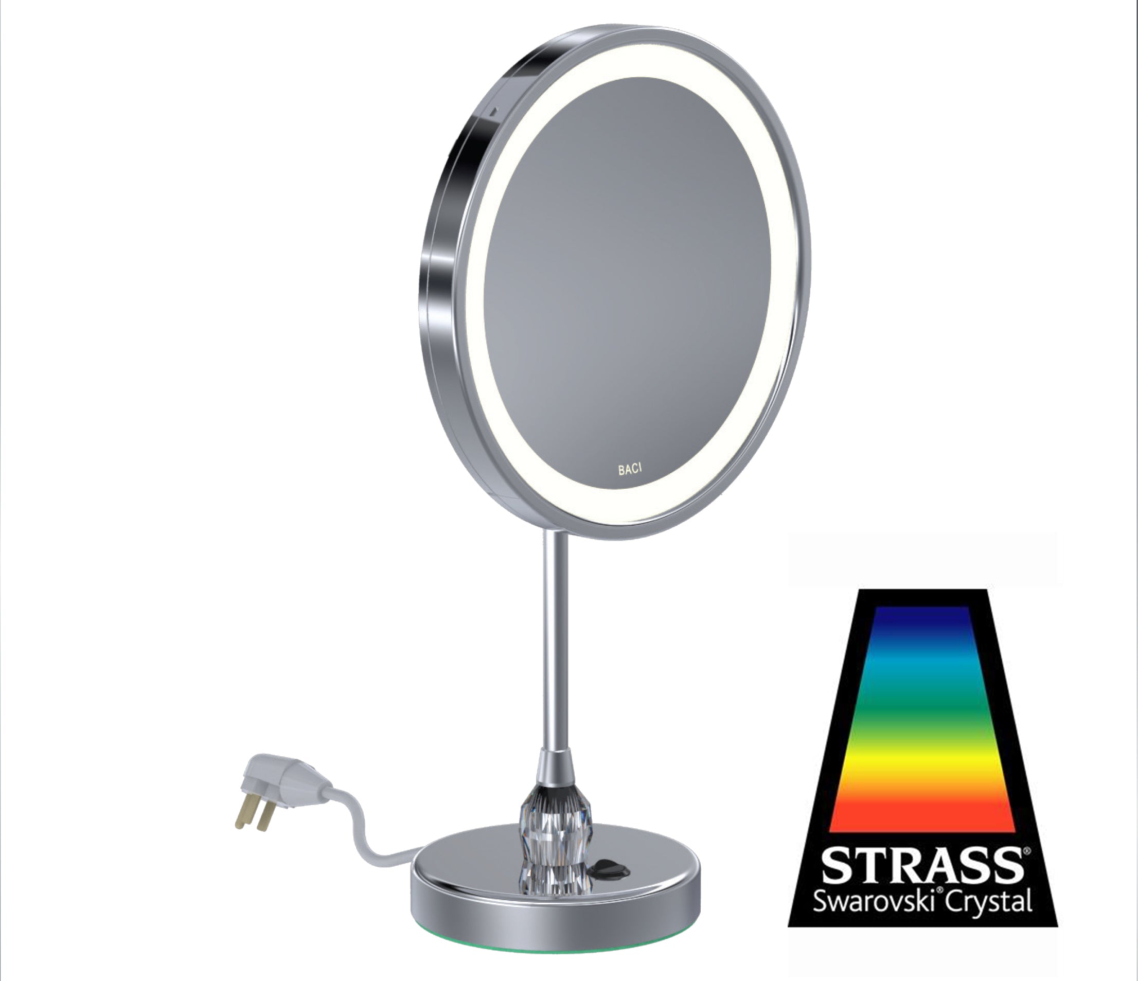 Remcraft's Baci Senior Deluxe Round Table Mirror with 5X Magnification