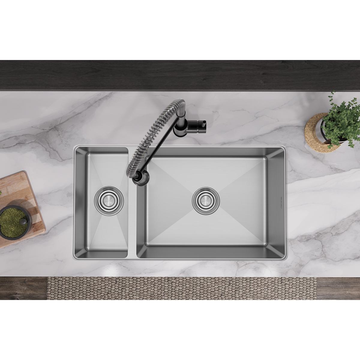 Elkay Crosstown 16 Gauge 32-1/4 x 18-1/4 x 10 Double Bowl Undermount Kitchen Sink with Premium Features
