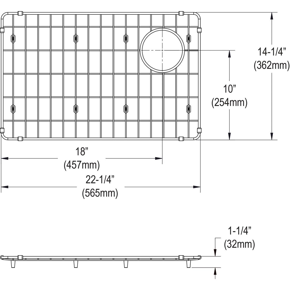 Elkay Crosstown Durable Stainless Steel 22-1/4 x 14-1/4 x 1-1/4 Bottom Grid for Sink Protection
