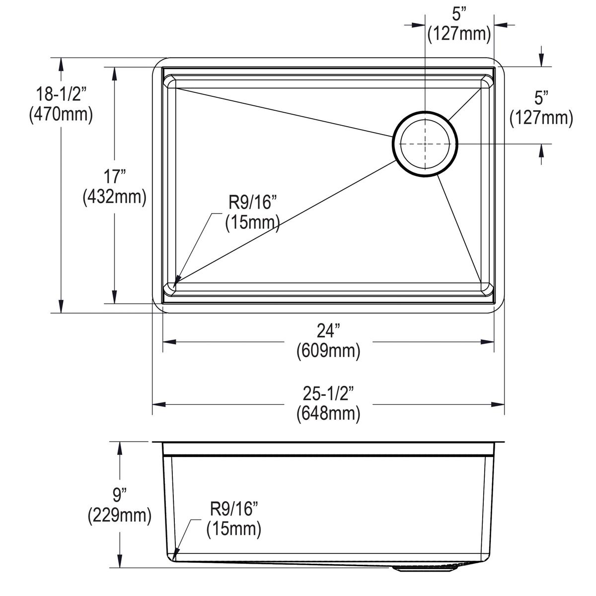 Elkay Crosstown Single Bowl Undermount Kitchen Sink Kit - 18 Gauge Stainless Steel Workstation with 25-1/2 x 18-1/2 x 9 Dimensions