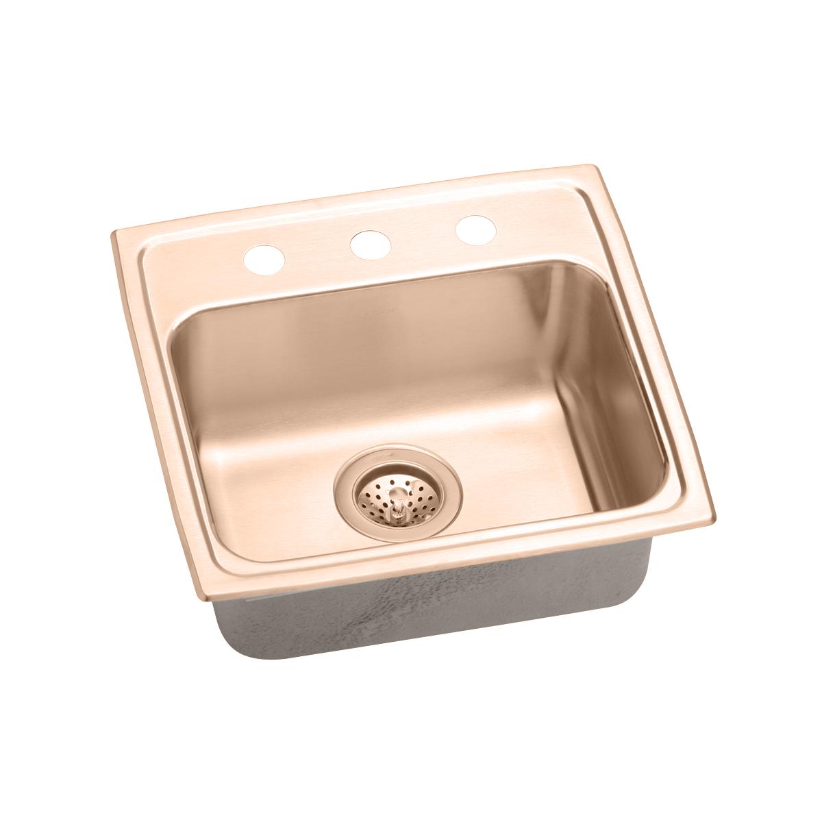 Elkay CuVerro Antimicrobial Copper Single Bowl Drop - in ADA - compliant Kitchen Sink with Dimensions 19 x 18 x 4