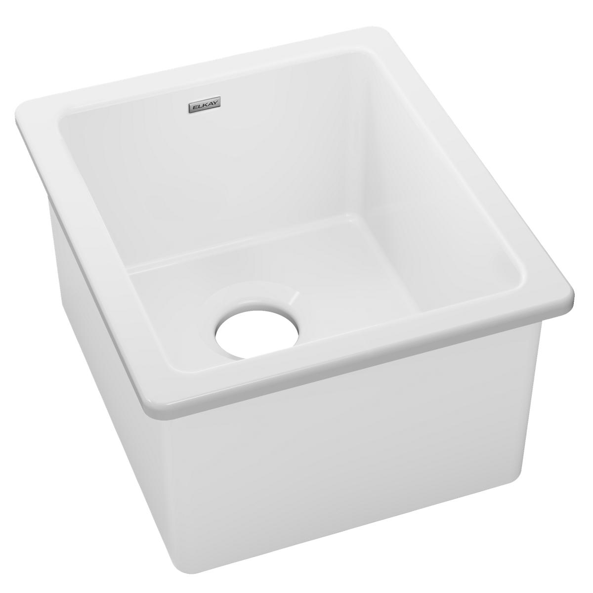 Elkay High - Quality Fireclay Single - Bowl Undermount Bar Sink with Dimensions of 16 - 7/16 x 18 - 15/16 x 9 - 1/16