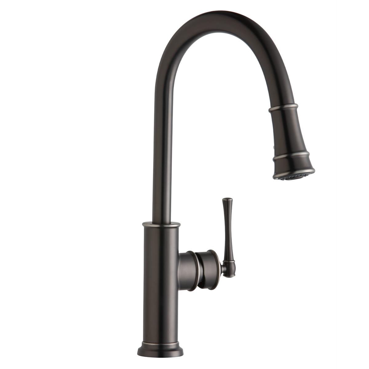 Elkay Explore Single-Hole Kitchen Sink Faucet Featuring a Pull-Down Sprayer and a Forward-Only Lever Handle for Enhanced Kitchen Utility