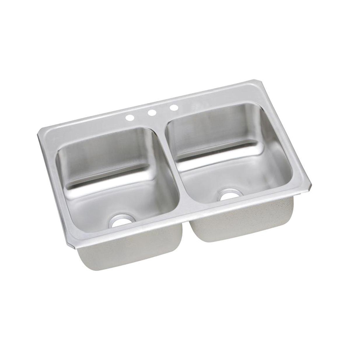 Elkay Celebrity 43x22x6-7/8 Equal Double Bowl Drop-in Stainless Steel Kitchen Sink