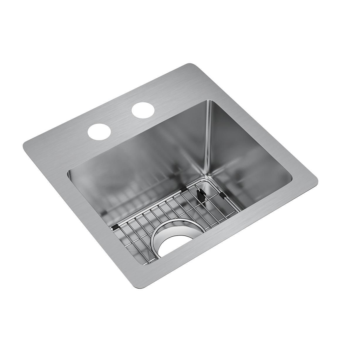 Elkay Crosstown 18-Gauge 15x15x9 Single-Bowl Dual-Mount Premium Bar Sink Kit