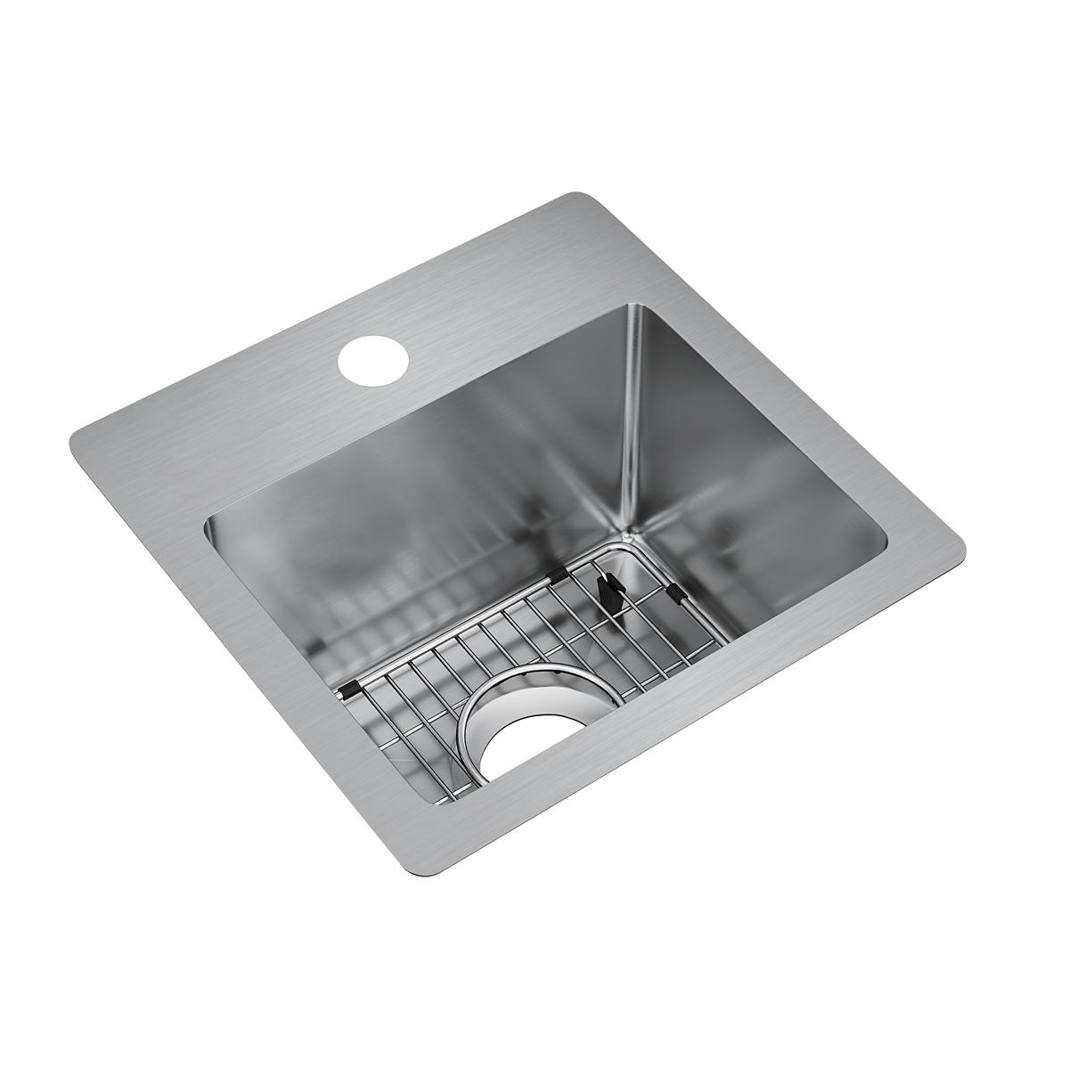 Elkay Crosstown 18-Gauge 15x15x9 Single-Bowl Dual-Mount Premium Bar Sink Kit