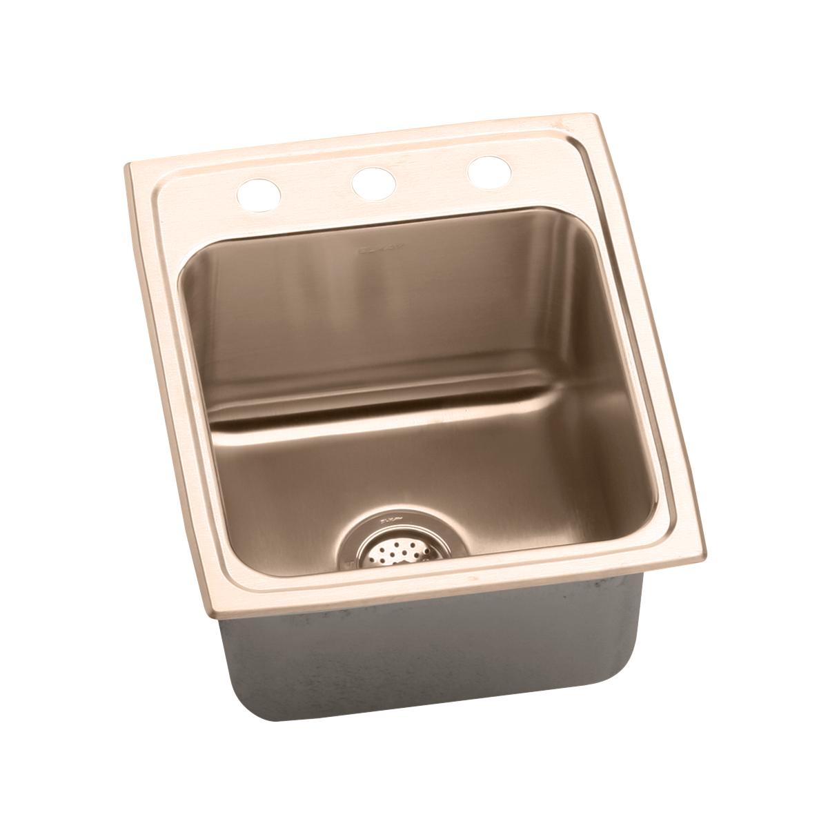 Elkay CuVerro Antimicrobial Copper Single Bowl Drop - in Kitchen Sink Measuring 17 Inches by 22 Inches by 10 - 1/8 Inches