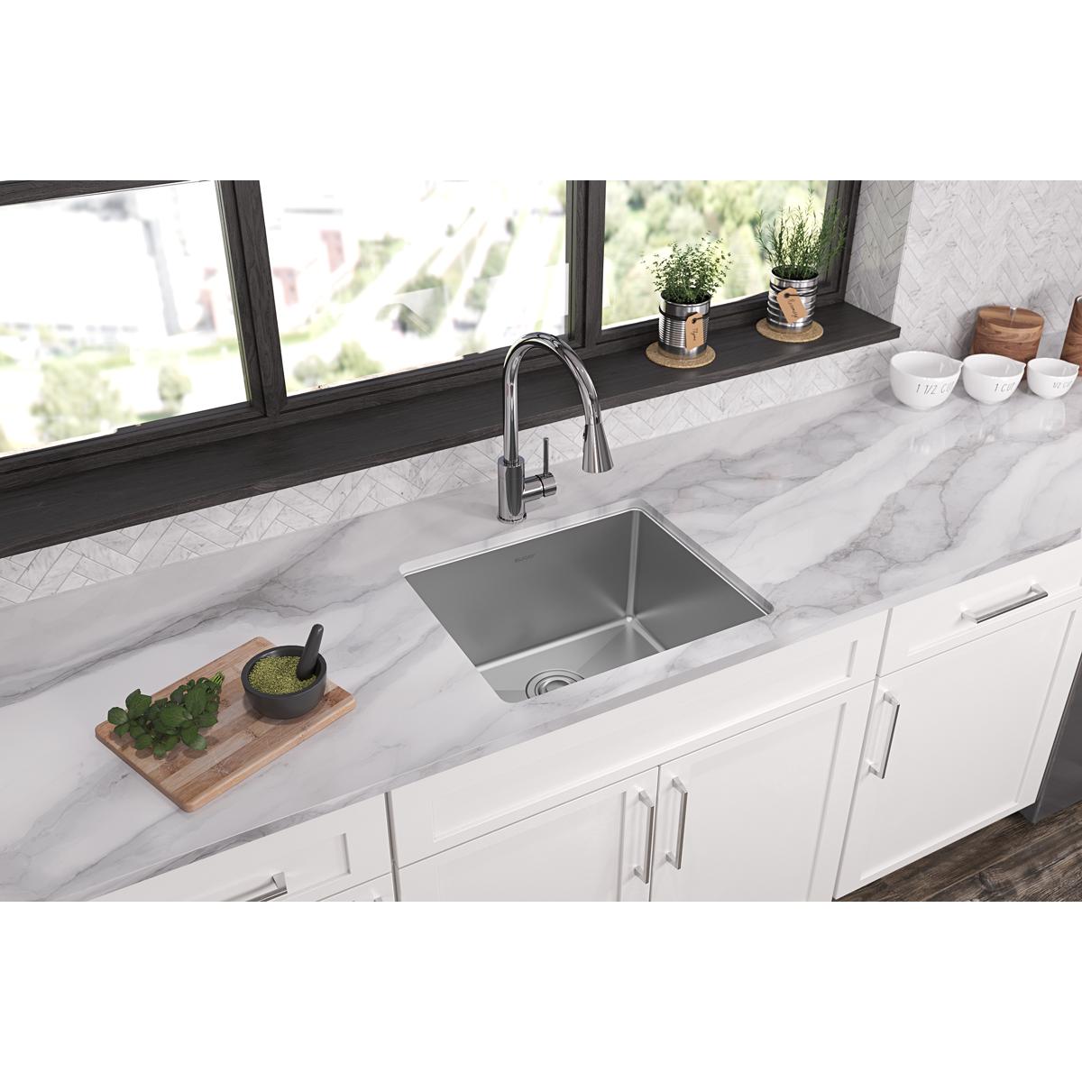 Elkay Crosstown Single Bowl Undermount Kitchen Sink - 16 Gauge, 21-1/2 Inches by 18-1/2 Inches by 10 Inches