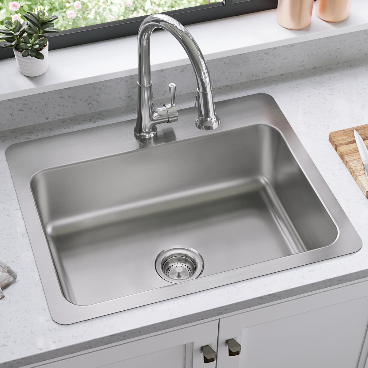 Elkay Dayton 27 x 22 x 8 Stainless Steel Single Bowl Dual Mount Sink with 2 Holes