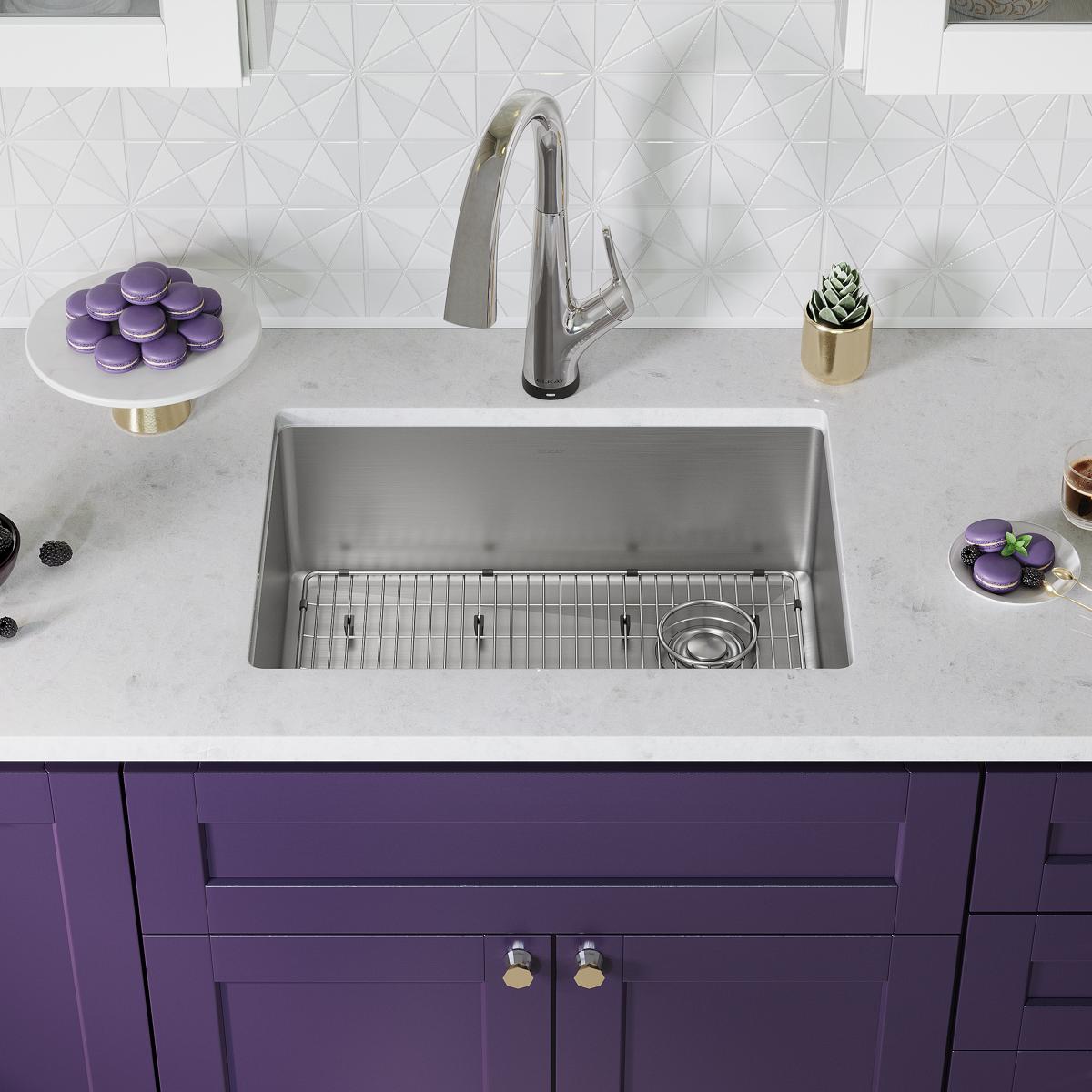 Elkay Crosstown Single Bowl Undermount Kitchen Sink Kit with Filtered Faucet - 18 Gauge, 25-1/2 x 18-1/2 x 9 Dimensions